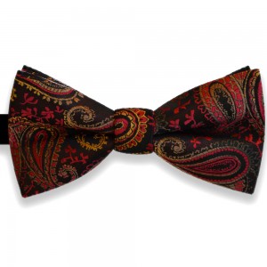  Papion negru, clasic, model paisley, nuante grena, fucsia, galben si crem auriu Luxury Line
